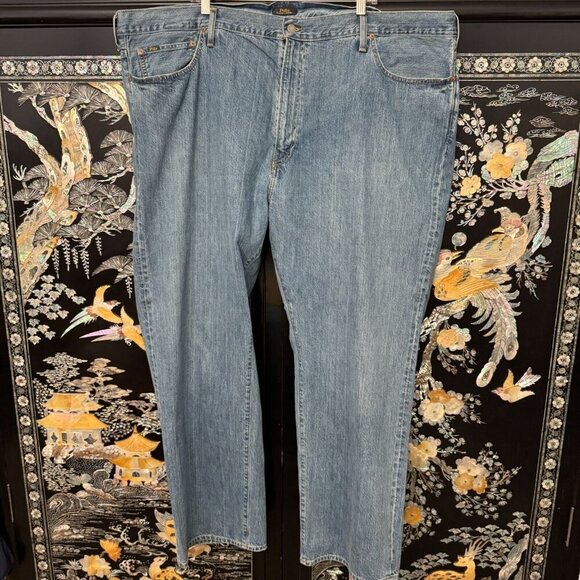 Polo Ralph Lauren Light Blue Denim Hampton Relaxed Straight Leg Jeans 50x32 - Picture 1 of 16